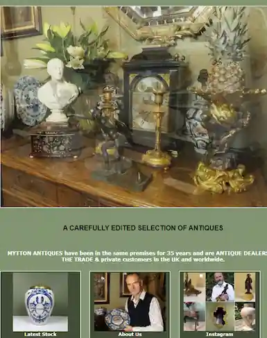 Mytton antiques homepage screen image.